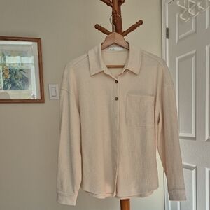 OAK&FORT Shacket, Cream, Oversized XS, Long Sleeve, Casual, Relaxed Fit.